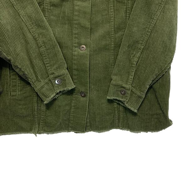 Zara Corduroy Oversized Button Front Shacket Jacket Women's Sz XS Green Cotton - Picture 5 of 7